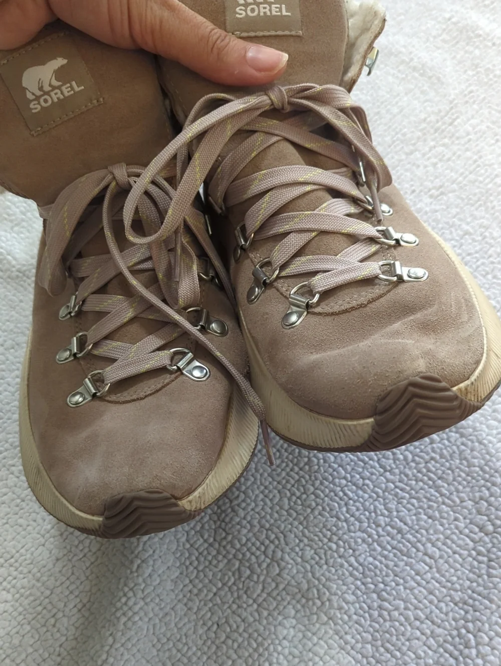 Sorel Size 11 Waterproof Tan Suede Faux Fur Lined Ankle Boots Booties